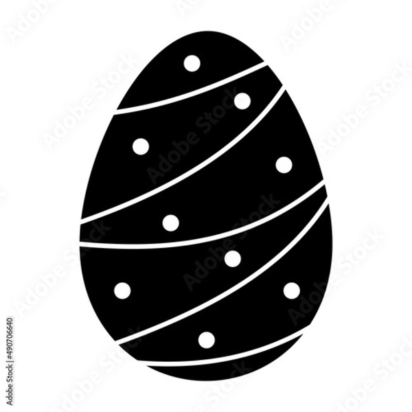 Fototapeta Black Easter Egg illustration with white shapes decoration