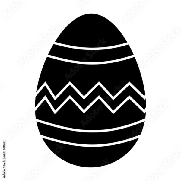 Fototapeta Black Easter egg with lines decoration
