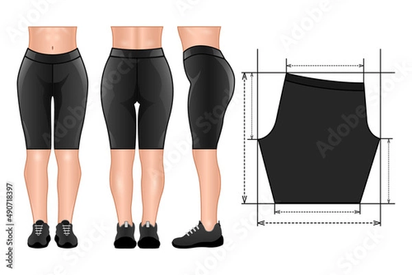 Obraz Short leggings pants mockup pattern realistic isolated white background
