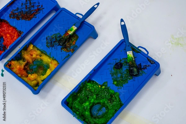 Obraz items for children's artistic creativity, art tools, paints