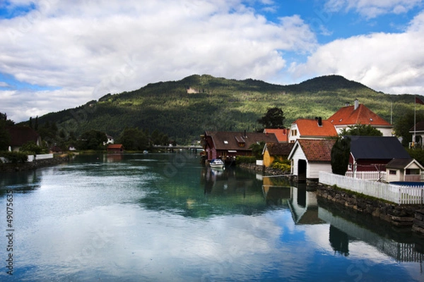 Obraz Harbour boat house in Norway
