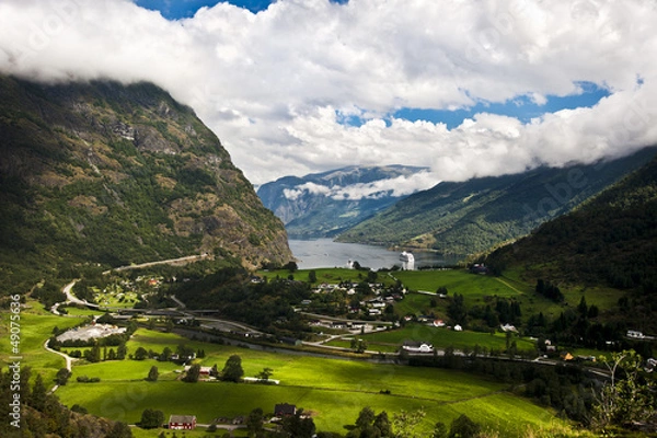Obraz Geiranger fjord, Norway with cruise ship