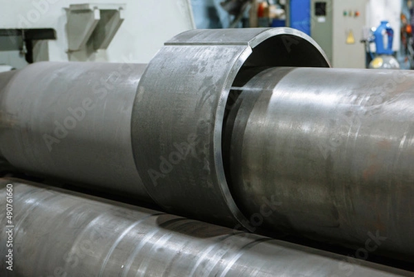Obraz A sheet of iron that passes through the bending machine. Automation