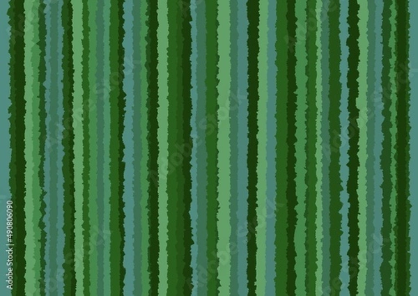 Obraz Green striped background with blur, gradient and grunge texture. Striped texture. Space for creative ideas and graphic design. Vintage background from colored lines. Watercolor texture.