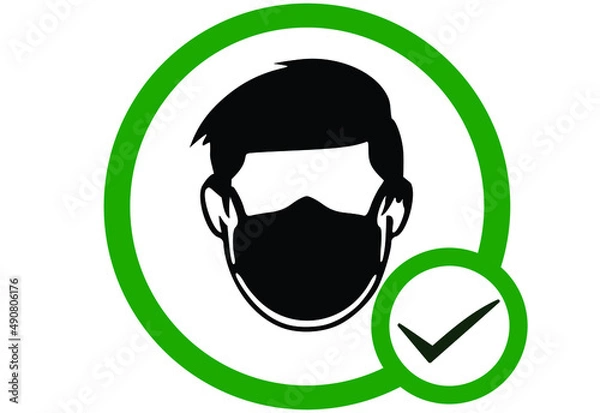 Fototapeta Face mask allowed or allowed to enter if wearing face mask sign illustration vector