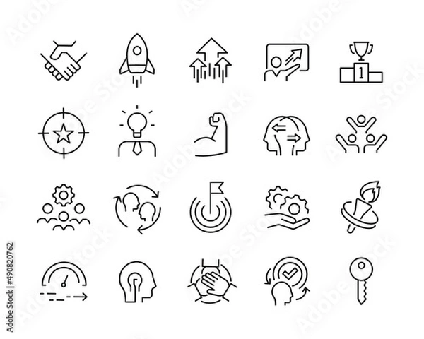 Fototapeta Motivation Icons - Vector Line. Editable Stroke. 