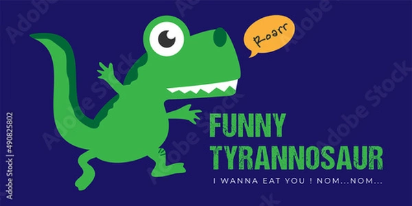 Fototapeta funny t-rex illustration for web and print vector design element