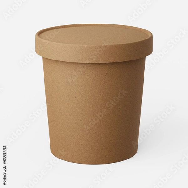 Obraz Cardboard soup container on a plain background. 3d render.