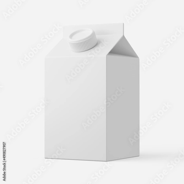Fototapeta Soup carton in white with cap on a plain background. 3d render.