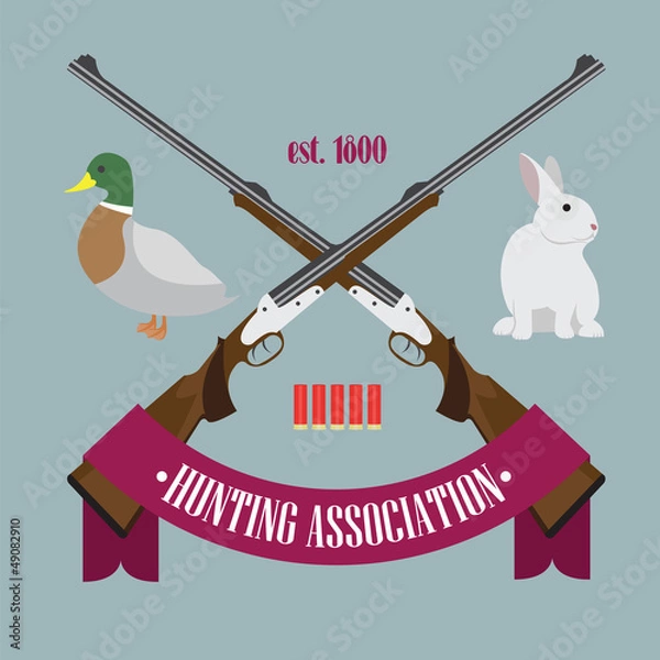 Obraz Illustration of Hunting Association logo with rifles