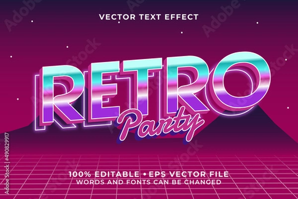 Fototapeta Retro Party Editable Text Effect