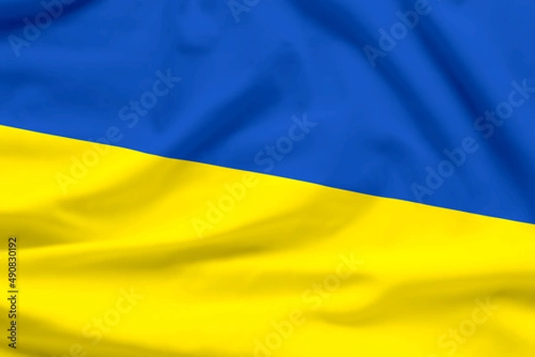 Obraz Ukraine waving flag textile texture