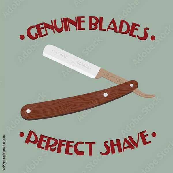 Obraz Illustration of retro razor with wood handle