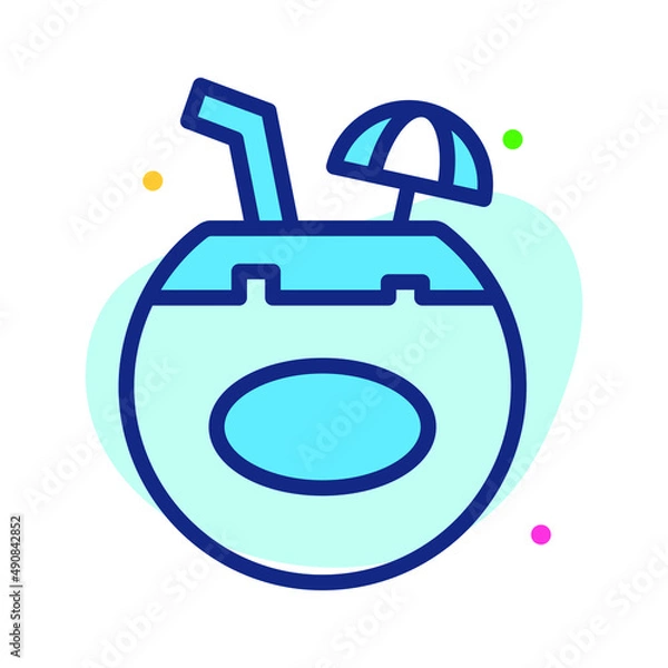 Fototapeta coconut drink vector Line Icon. Simple Creative vector Line Icon