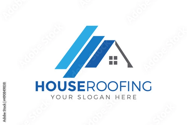 Fototapeta roofing house logo design vector illustration