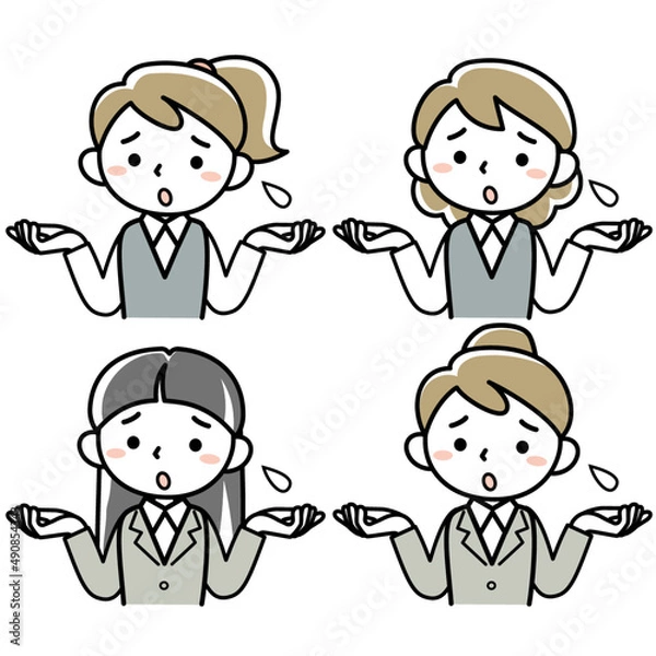 Obraz 失望する若い女性の上半身セット
