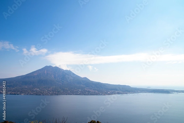 Obraz 快晴の空と桜島