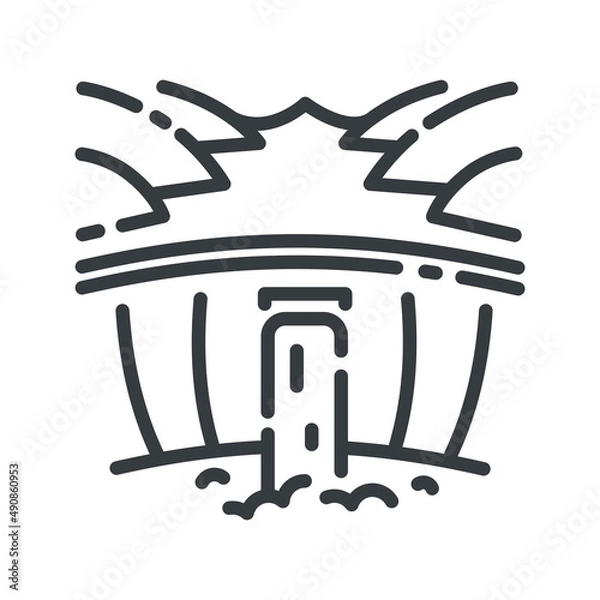 Fototapeta Vector hydroelectric power station line icon isolated on transparent background.