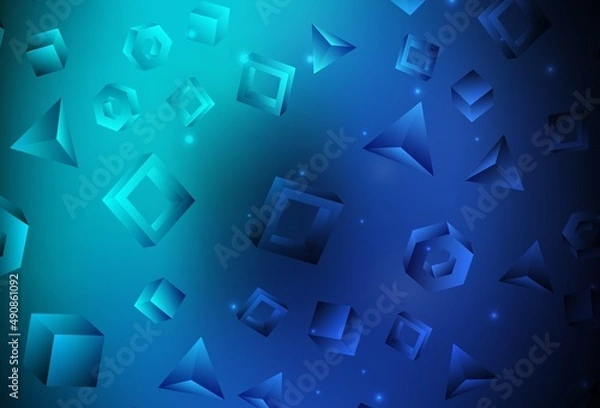 Fototapeta Dark Blue, Green vector texture with poly style with cubes.