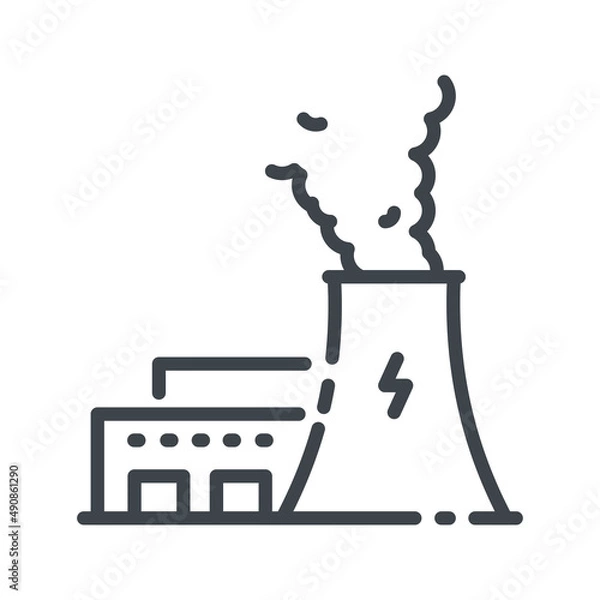 Fototapeta Vector thermal power plant line icon isolated on transparent background.