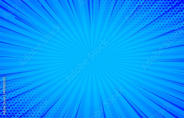 Obraz blue comic background with lines halftone