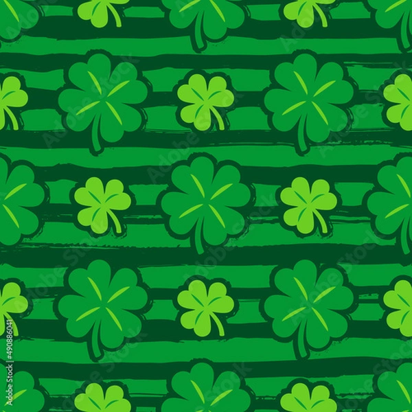 Obraz St. Patrick's Day repeating background, Shamrock seamless pattern. Vector illustration