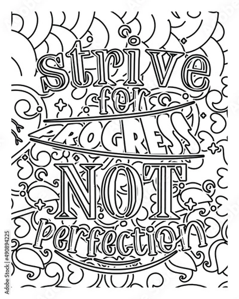 Fototapeta Motivational Quotes coloring page design. Motivational Quotes line art design. Adult coloring page.