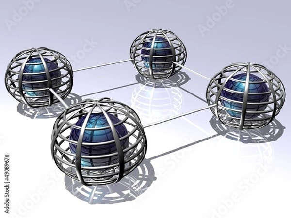 Obraz Balls in a circular metal grid