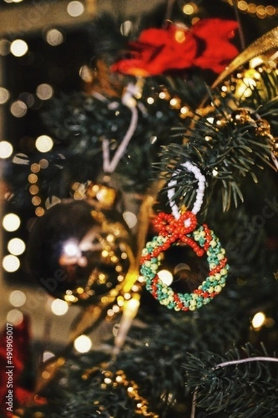 Obraz Christmas tree decorations with grain