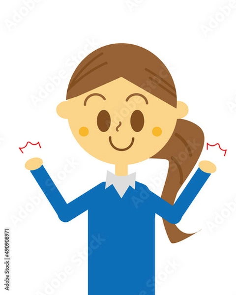 Obraz 仲間を励ます女性・勇気づける女性のガッツポーズのイラスト