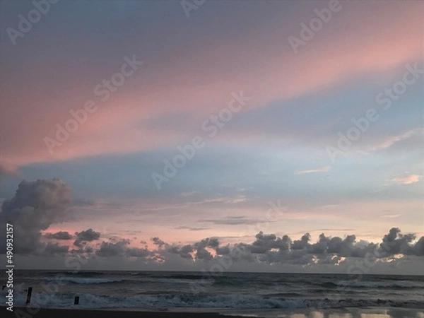 Fototapeta colorful cloud sunrise, sunset, summer, beach, pangandaran beach