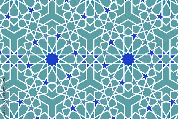 Obraz Blue Islamic Seamless Geometric Pattern