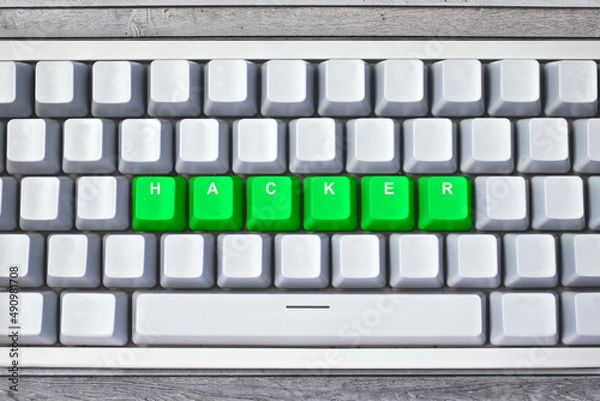 Obraz Teclado blanco con palabra hacker