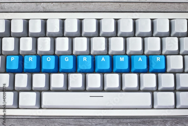 Obraz Teclado blanco con palabra programar