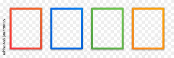 Obraz Rectangle frame icon set isolated on transparent background.