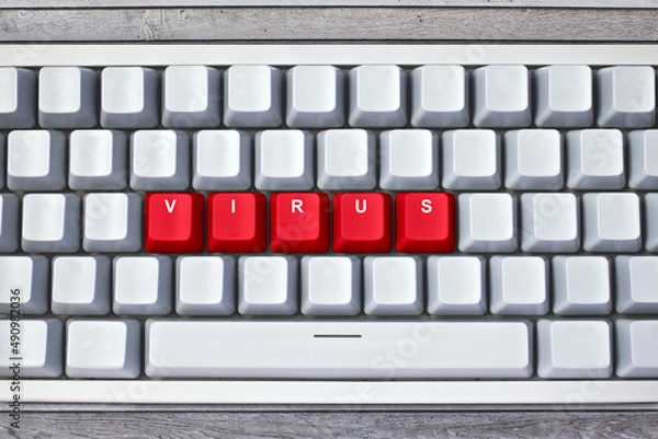 Obraz Teclado blanco con palabra virus