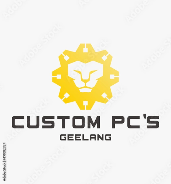Fototapeta build computer logo, computer technology logo, computer logo, pc logo, computer repair logo, pc builder logo