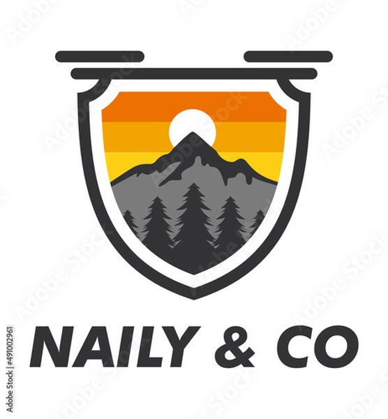 Fototapeta drone logo, drone community logo, drone team logo, drone in mountain logo