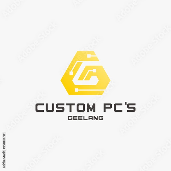 Fototapeta build computer logo, computer technology logo, computer logo, pc logo, computer repair logo, pc builder logo
