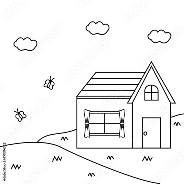 Fototapeta Home Coloring Page