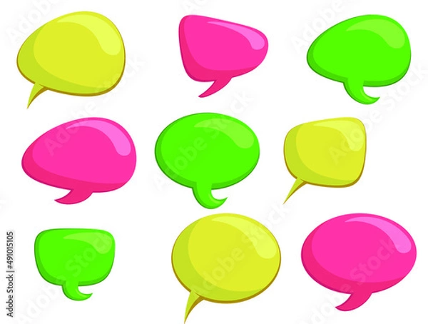 Fototapeta Set of colorful comic speech bubbles. Vector Illustration and graphic elements