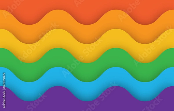 Fototapeta Wavy pride month flag colorful ocean Papercut Background 