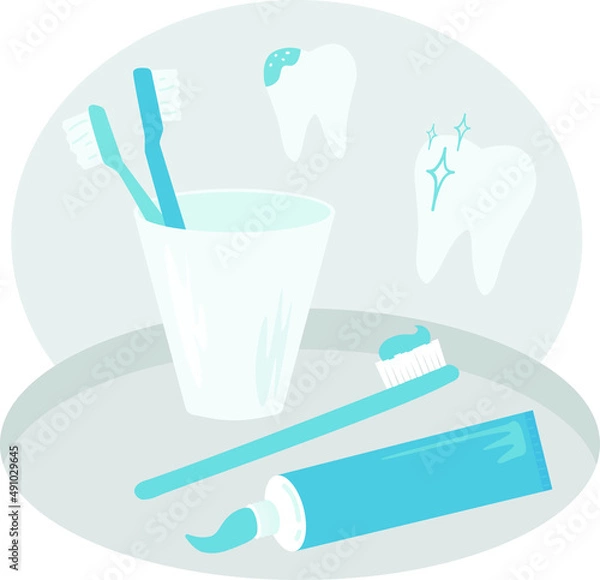 Obraz toothbrush set toothpaste brush