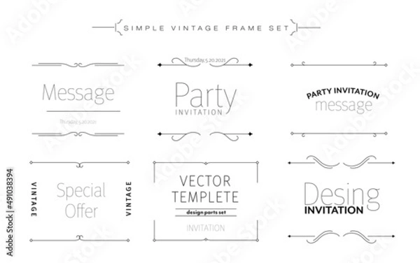 Fototapeta Vintage frame simple set