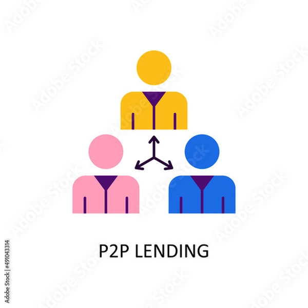 Fototapeta P2p Lending Vector Flat Icon Design illustration. Fintech Symbol on White background EPS 10 File