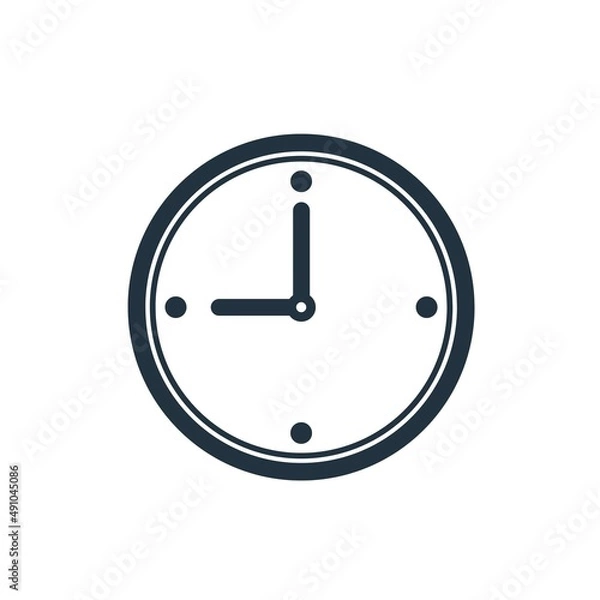 Obraz clock icon vector.  timepiece symbol isolated on white background.