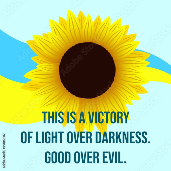 Fototapeta Sunflower on ukrainan flag. Peace in the world. Stop war.