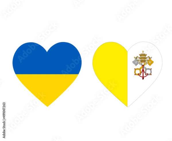 Fototapeta Ukraine And Vatican Flags National Europe Emblem Heart Icons Vector Illustration Abstract Design Element