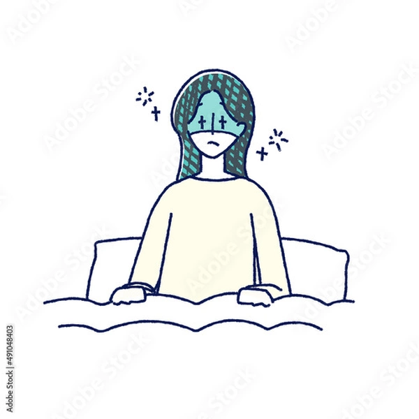 Fototapeta 顔色が悪い　真っ青　病気　女性　イラスト	