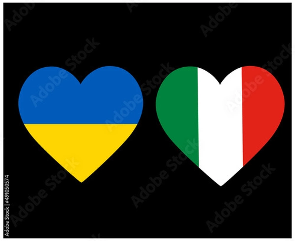 Fototapeta Ukraine And Italy Flags National Europe Emblem Heart Icons Vector Illustration Abstract Design Element